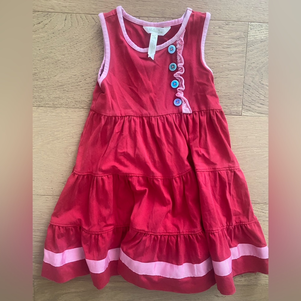 Matilda Jane girls sleeveless ruffle button red twirl dress size 4